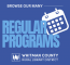 A Blue And Light Blue Image Reads "Browse Our Many Regular Programs" With A Little White Calendar Floating In The Background.